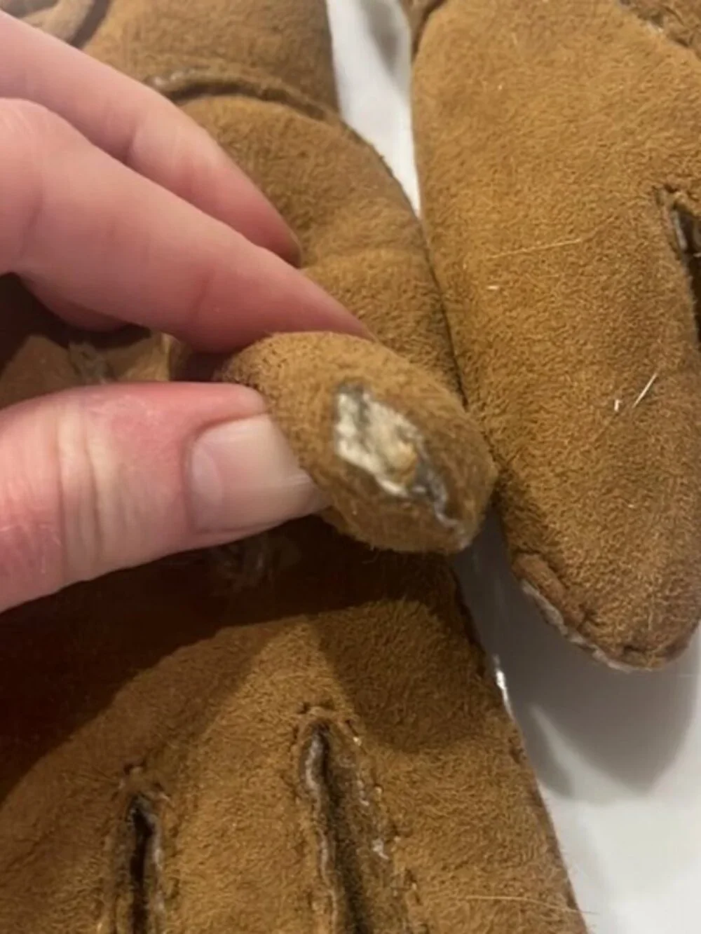 UGG Brown Suede Gloves with Shearling Lining